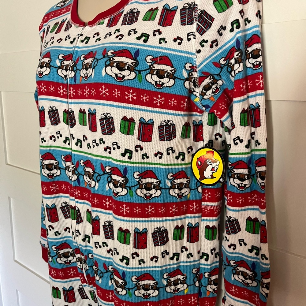 Christmas Holidays Festive Adult Pajamas with Fun Print Bucees XL NWT - Picture 2 of 4